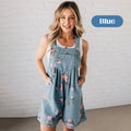JULE | Kurze Denim-Latzhose mit Blumenmuster
