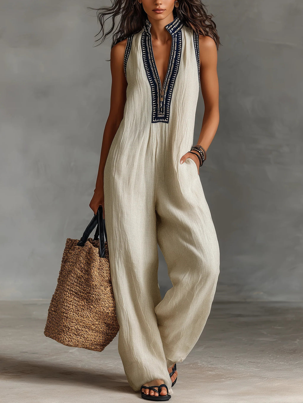 LENEA | Minimalistischer Jumpsuit mit Stehkragen