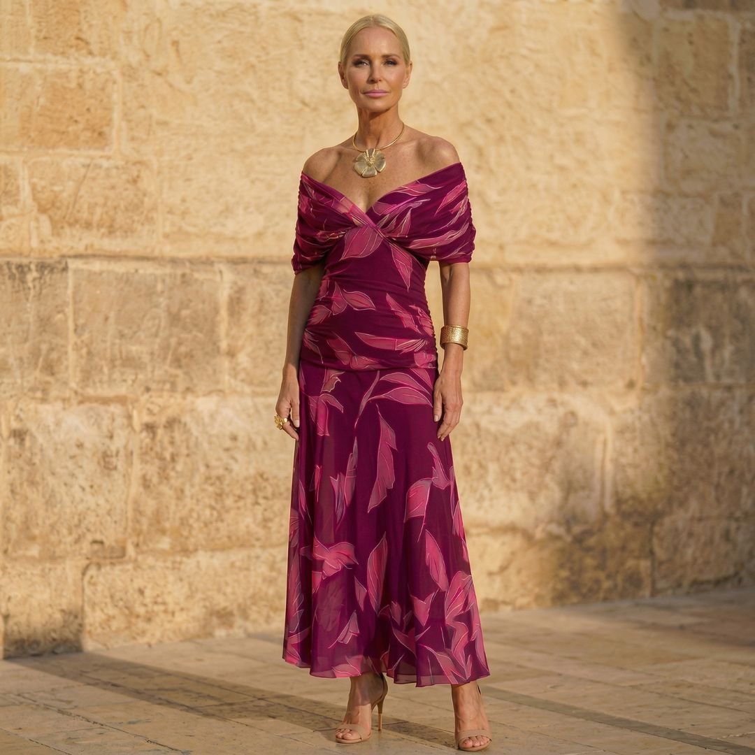 CELESTE | Elegantes Kleid mit Blättermuster
