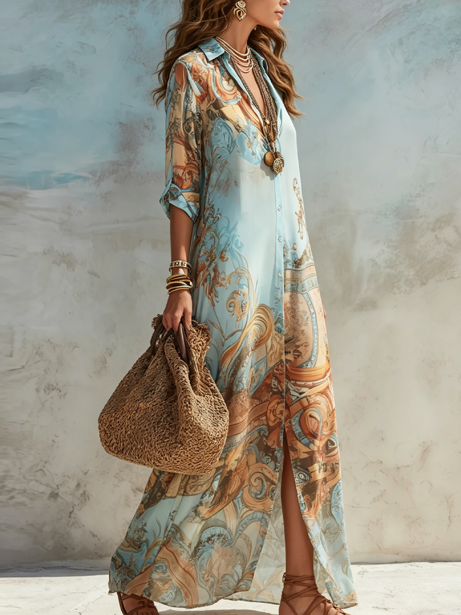 MAVIE | Boho-Maxikleid mit Print
