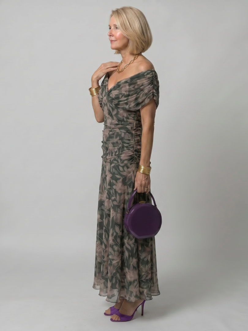 ANNEMARIE | Off-Shoulder Flow-Maxikleid