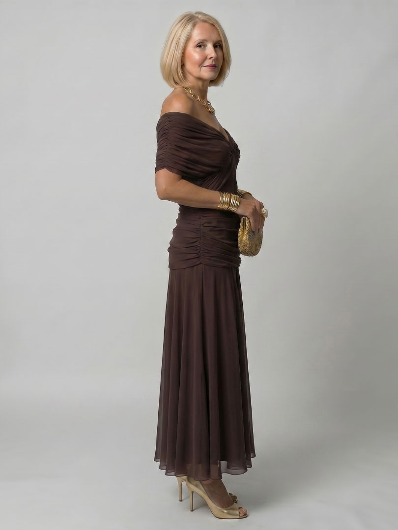 ANNEMARIE | Off-Shoulder Flow-Maxikleid