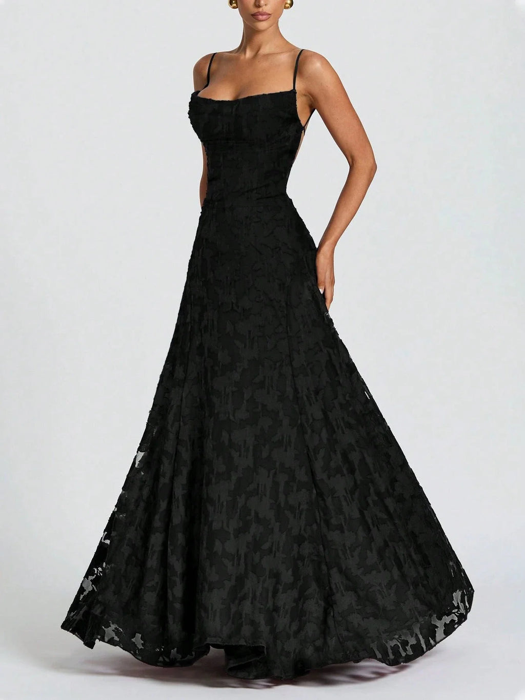 SOFIA Spitzen Maxi Kleid - Schwarz