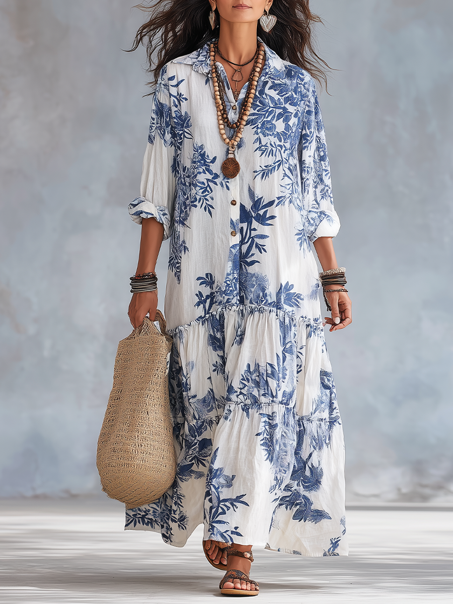 LIOBA | Boho-Maxikleid mit Blumenmuster