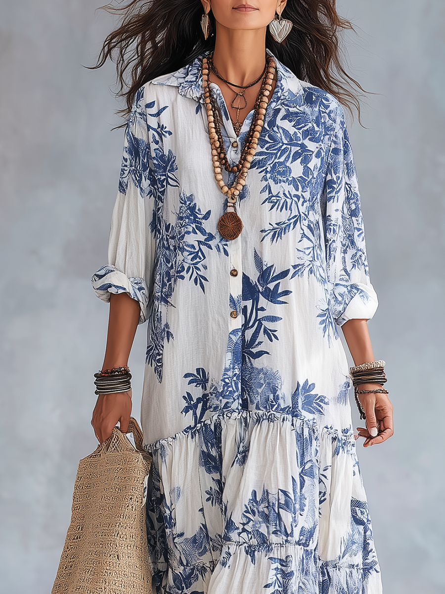 LIOBA | Boho-Maxikleid mit Blumenmuster