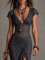 FINJA | Korsagen-Midikleid mit Raffung