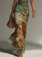 ENNA | Florales Maxikleid aus Mesh mit Schmaler Passform