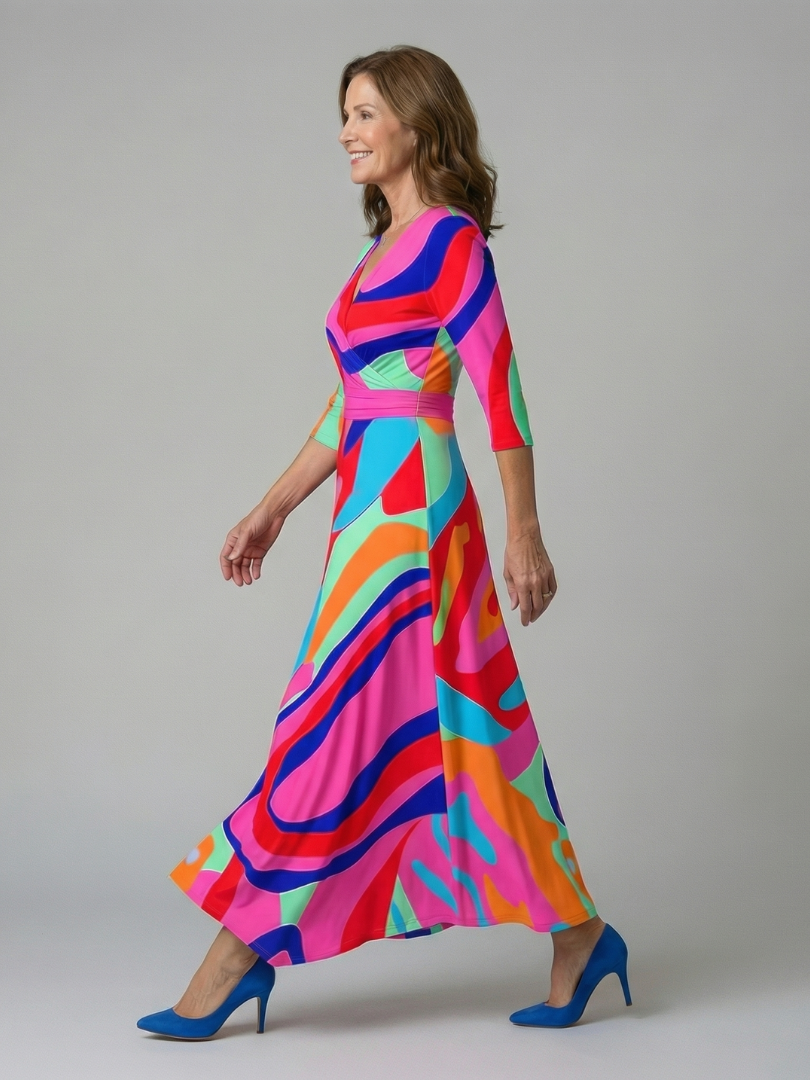 Celine | Midi-Kleid mit Kreuzwickel-Ausschnitt