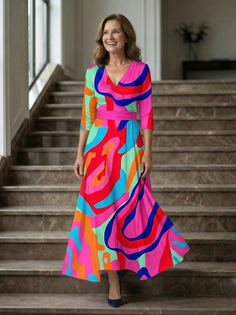 Celine | Midi-Kleid mit Kreuzwickel-Ausschnitt