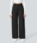 Falken Flex™ plissierte dehnbare Stoffhose mit hohem Bund, Seitentaschen und geradem Bein