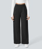 Falken Flex™ plissierte dehnbare Stoffhose mit hohem Bund, Seitentaschen und geradem Bein