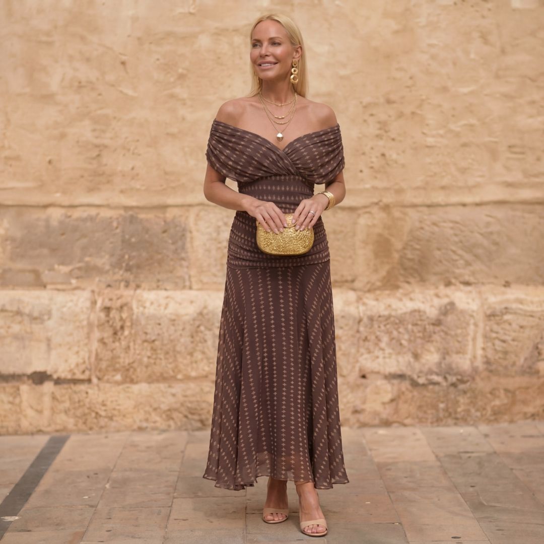 SIENNA | Fließendes Kleid mit Geometrischem Muster