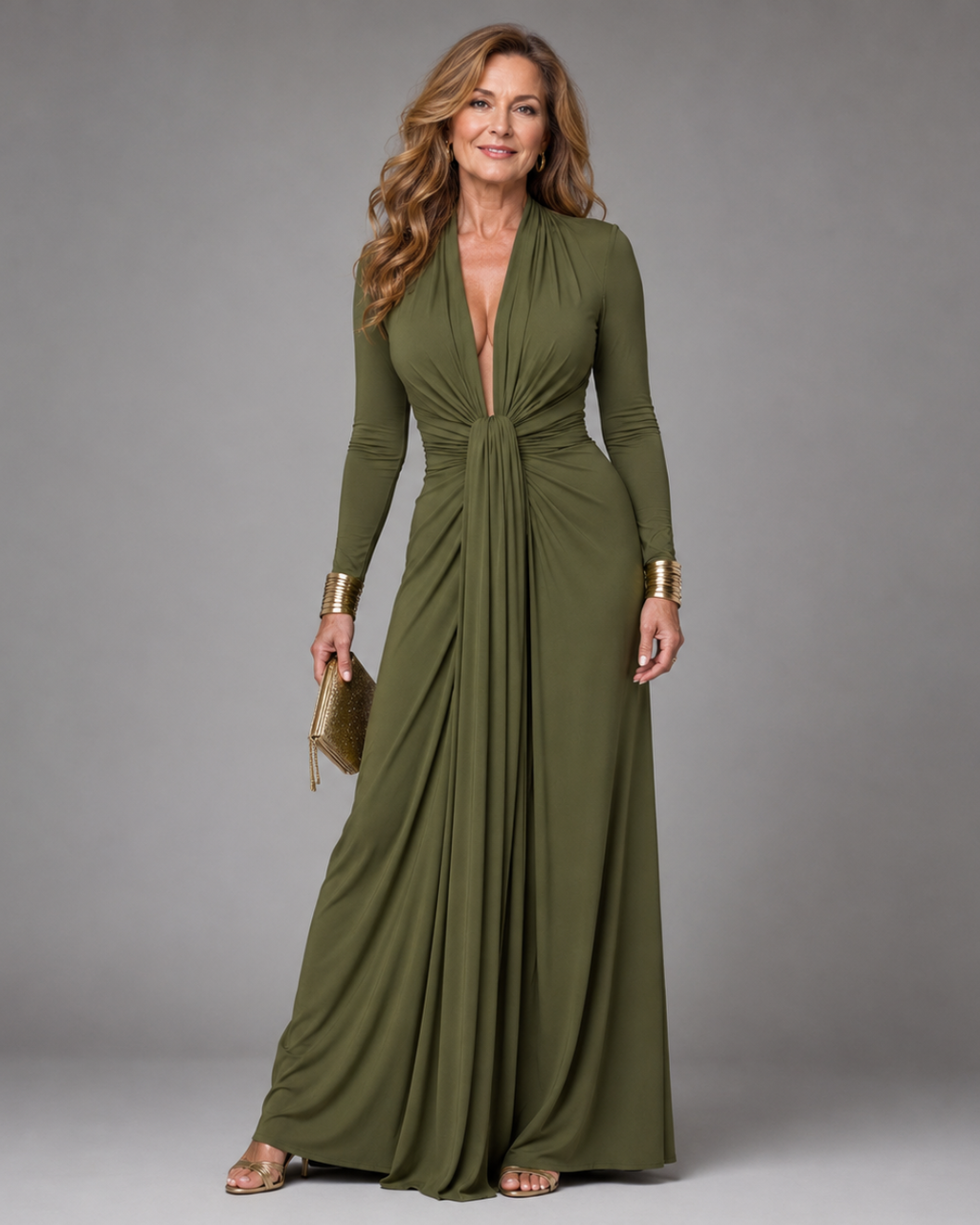 VIMMER | Maxikleid mit Tiefem V-Ausschnitt