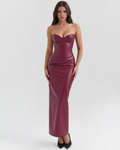 JOLINE | Trägerloses Maxikleid in Lederoptik