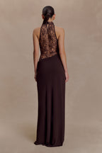 ISALIE | Halterneck-Maxikleid mit Spitzeneinsatz