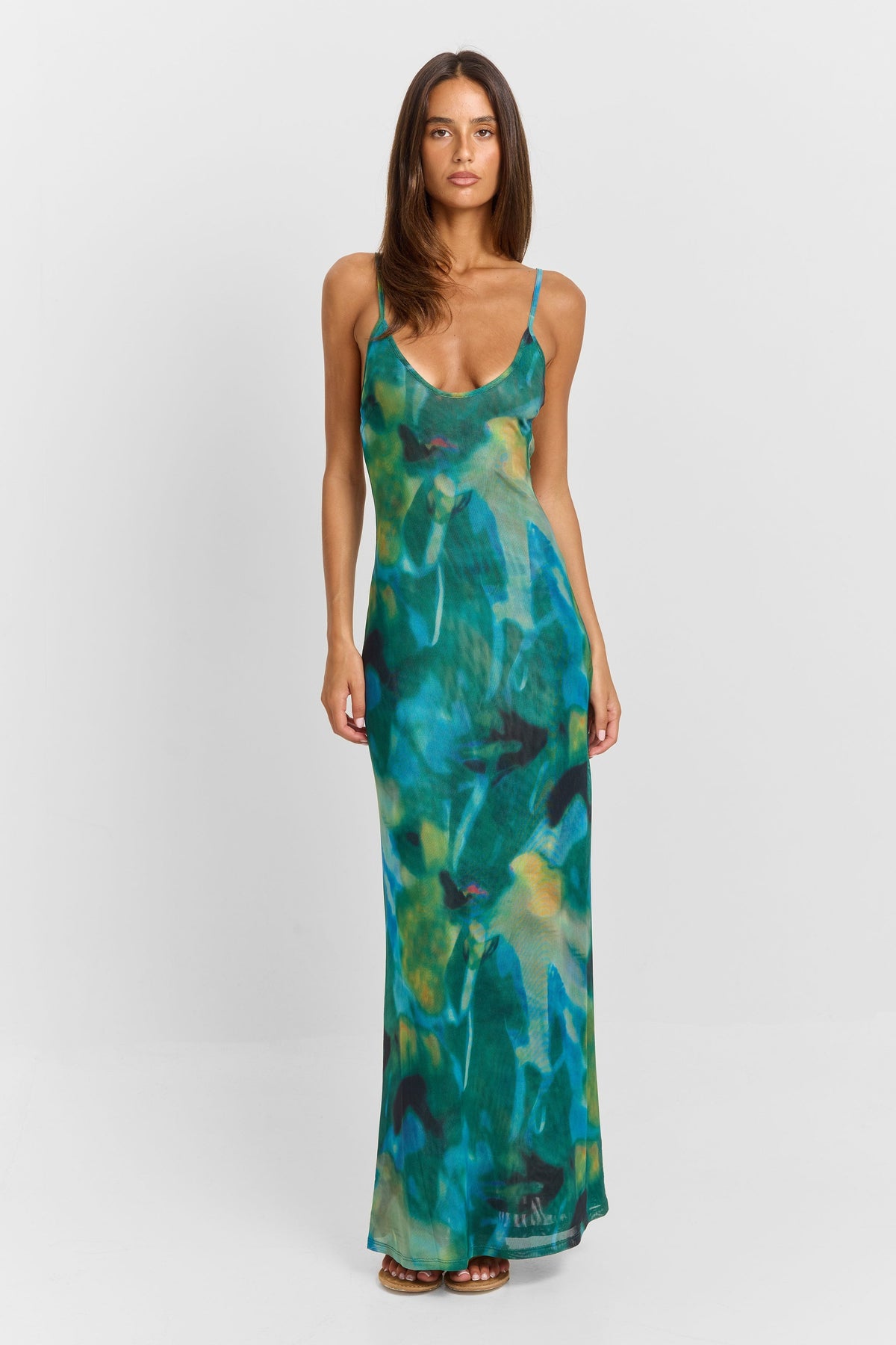 VERONIKA | Maxikleid mit Abstraktem Blumenmuster