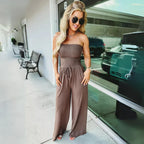 LINA | Schulterfreier Jumpsuit mit Smok-Detail