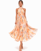 Aurora – Kleid mit Halterneck und Aquarelldruck