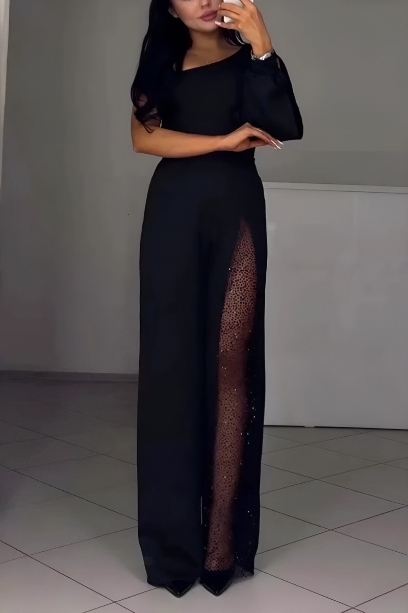 AMALIA | Ein-Schulter-Jumpsuit mit Weitem Bein