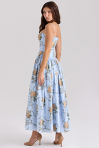 LARINA | Chic Midi Kleid mit Korsett und Blumenprint