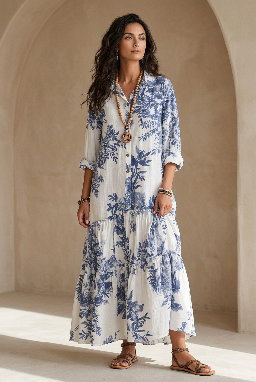 LIOBA | Boho-Maxikleid mit Blumenmuster