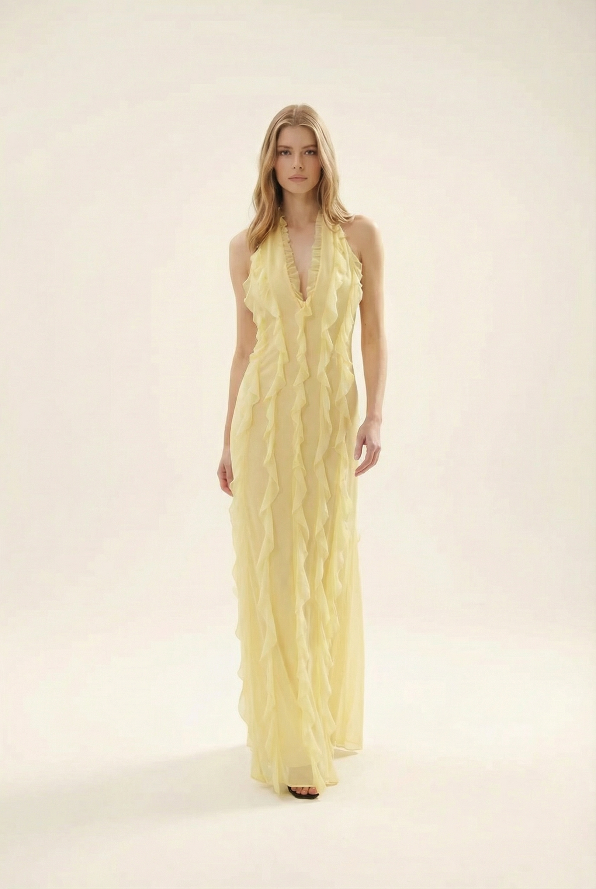 ESMEE | Fließendes Maxikleid mit Volant-Details