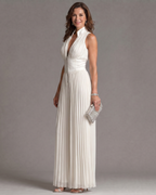 ZARIKA | Plissierter Neckholder-Jumpsuit mit Weitem Bein
