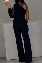 AMALIA | Ein-Schulter-Jumpsuit mit Weitem Bein