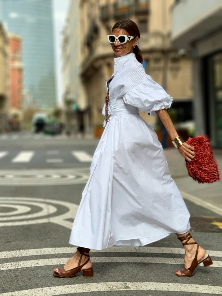 PHOEBE | Midi-Kleid mit Voluminösen Ärmeln