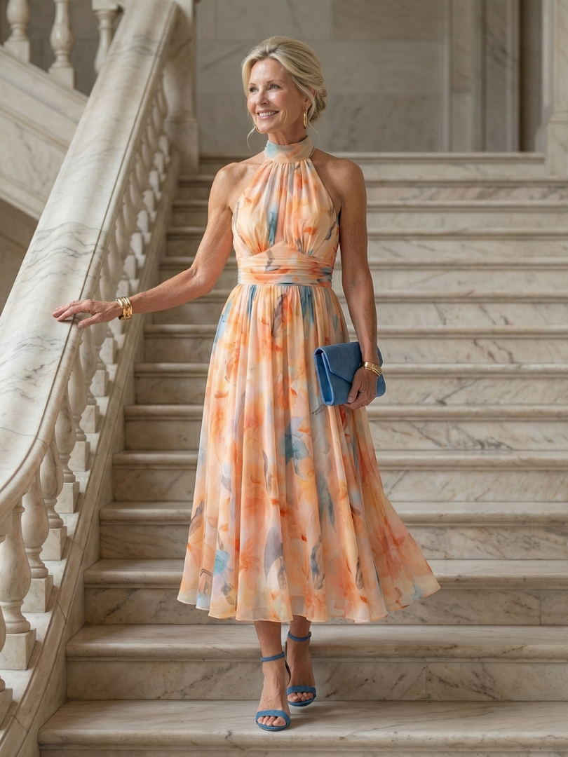 NORA | Weiches Halter-Maxikleid