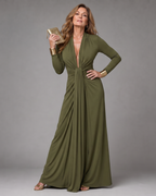 VIMMER | Maxikleid mit Tiefem V-Ausschnitt