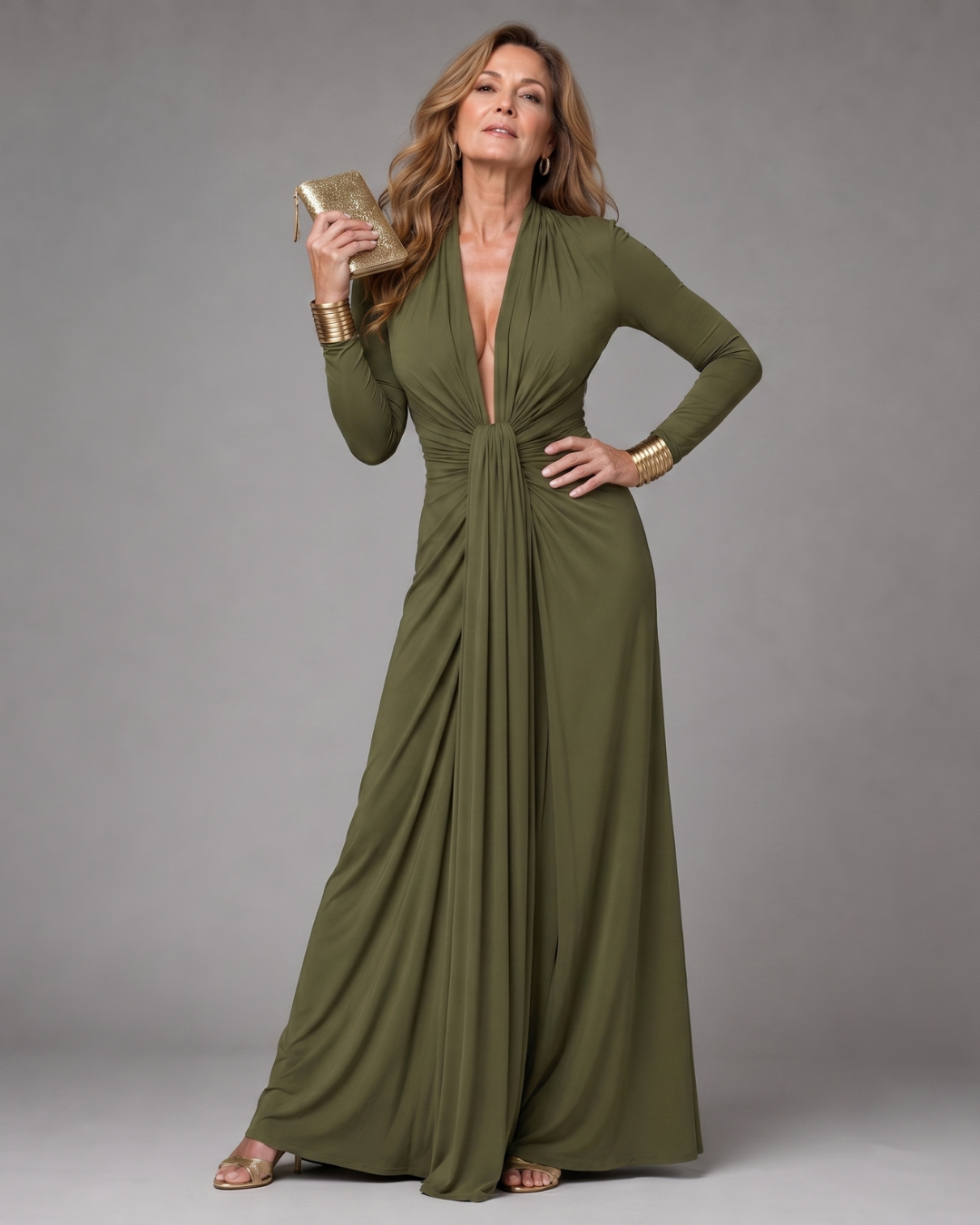 VIMMER | Maxikleid mit Tiefem V-Ausschnitt