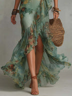MALOU | Romantisches Wickel-Maxikleid mit Blumenmuster