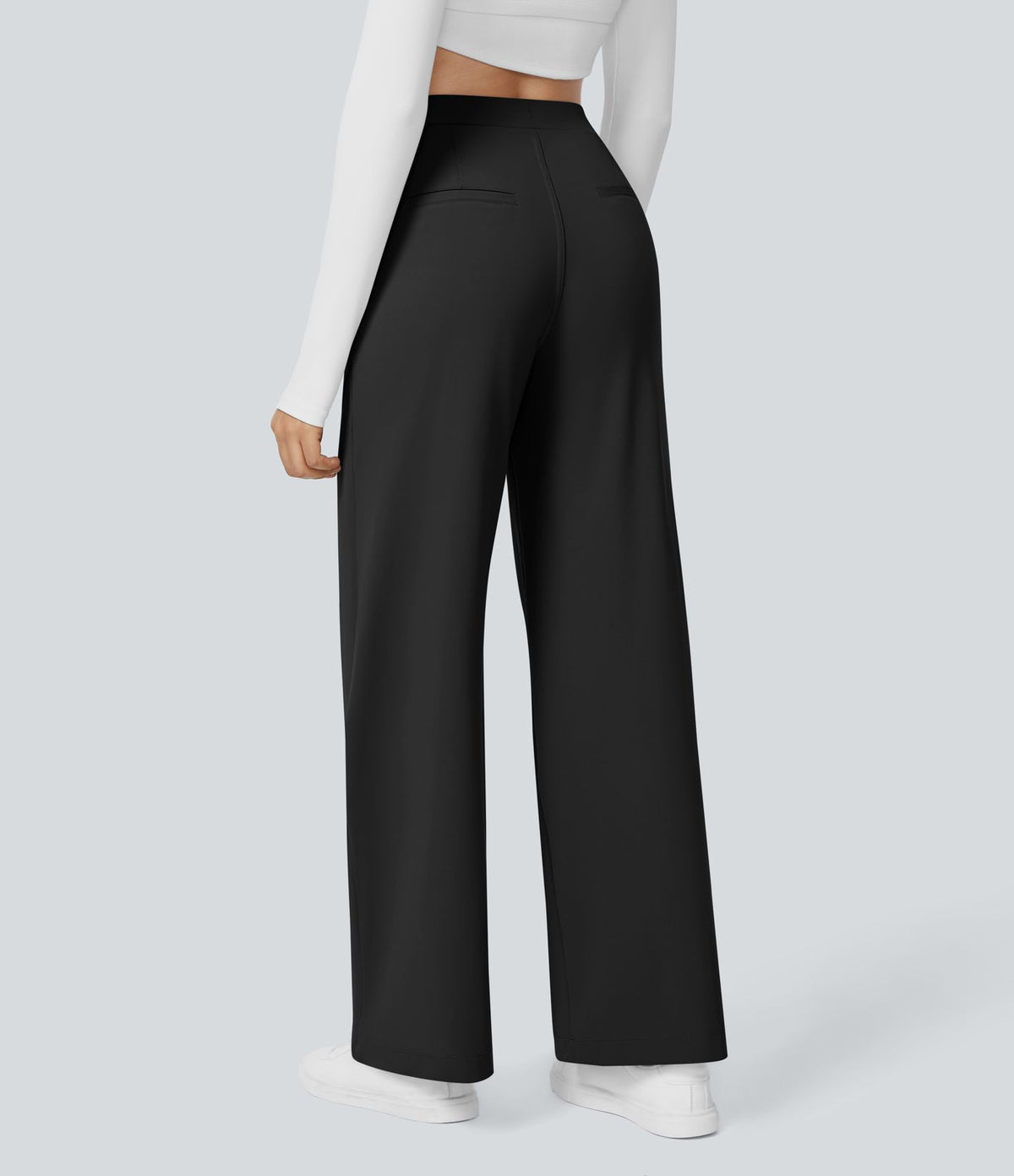 Falken Flex™ plissierte dehnbare Stoffhose mit hohem Bund, Seitentaschen und geradem Bein