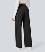 Falken Flex™ plissierte dehnbare Stoffhose mit hohem Bund, Seitentaschen und geradem Bein