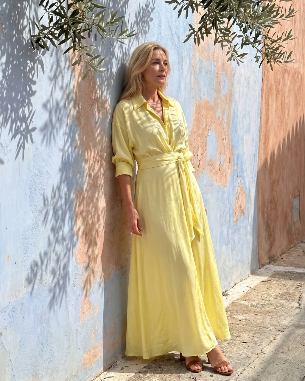 ZELITH | Gürtel-Midikleid mit Kragen