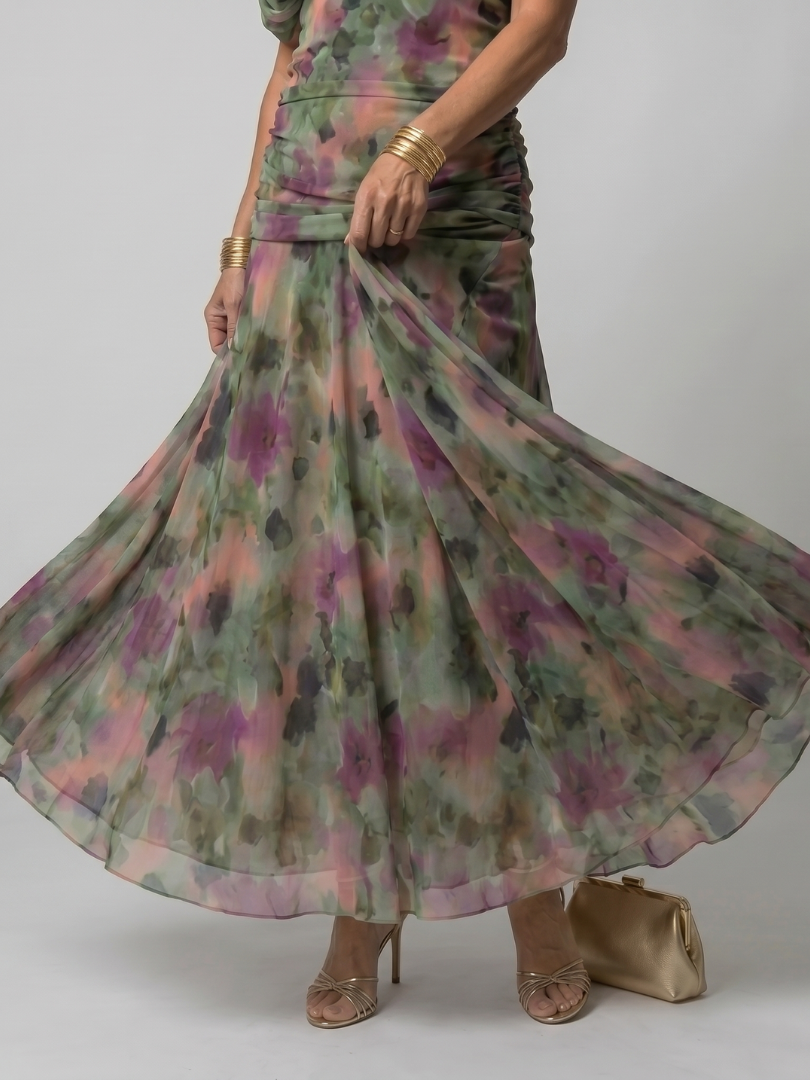 ANNEMARIE | Off-Shoulder Flow-Maxikleid
