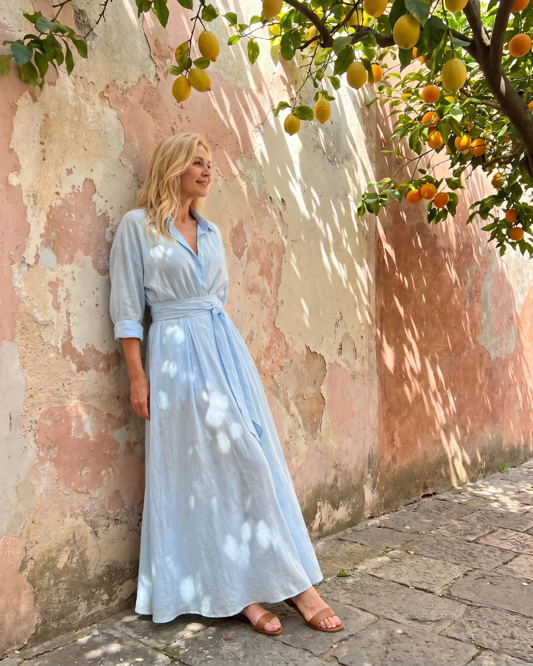 ZELITH | Gürtel-Midikleid mit Kragen