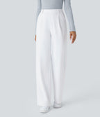 Halara Flex™ plissierte dehnbare Stoffhose mit hohem Bund, Seitentaschen und geradem Bein
