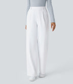 Halara Flex™ plissierte dehnbare Stoffhose mit hohem Bund, Seitentaschen und geradem Bein