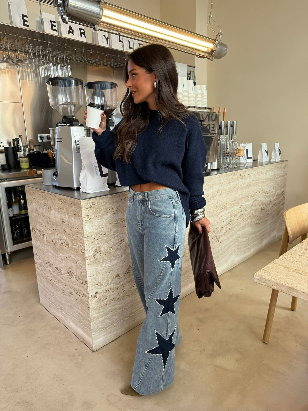 MEGAN | Wide-Leg-Jeans mit Sternen