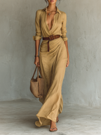 ANNIKA | Maxikleid mit Reverskragen und Gürtel
