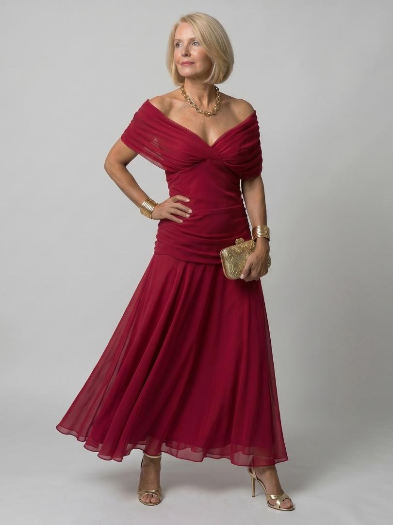 ANNEMARIE | Off-Shoulder Flow-Maxikleid