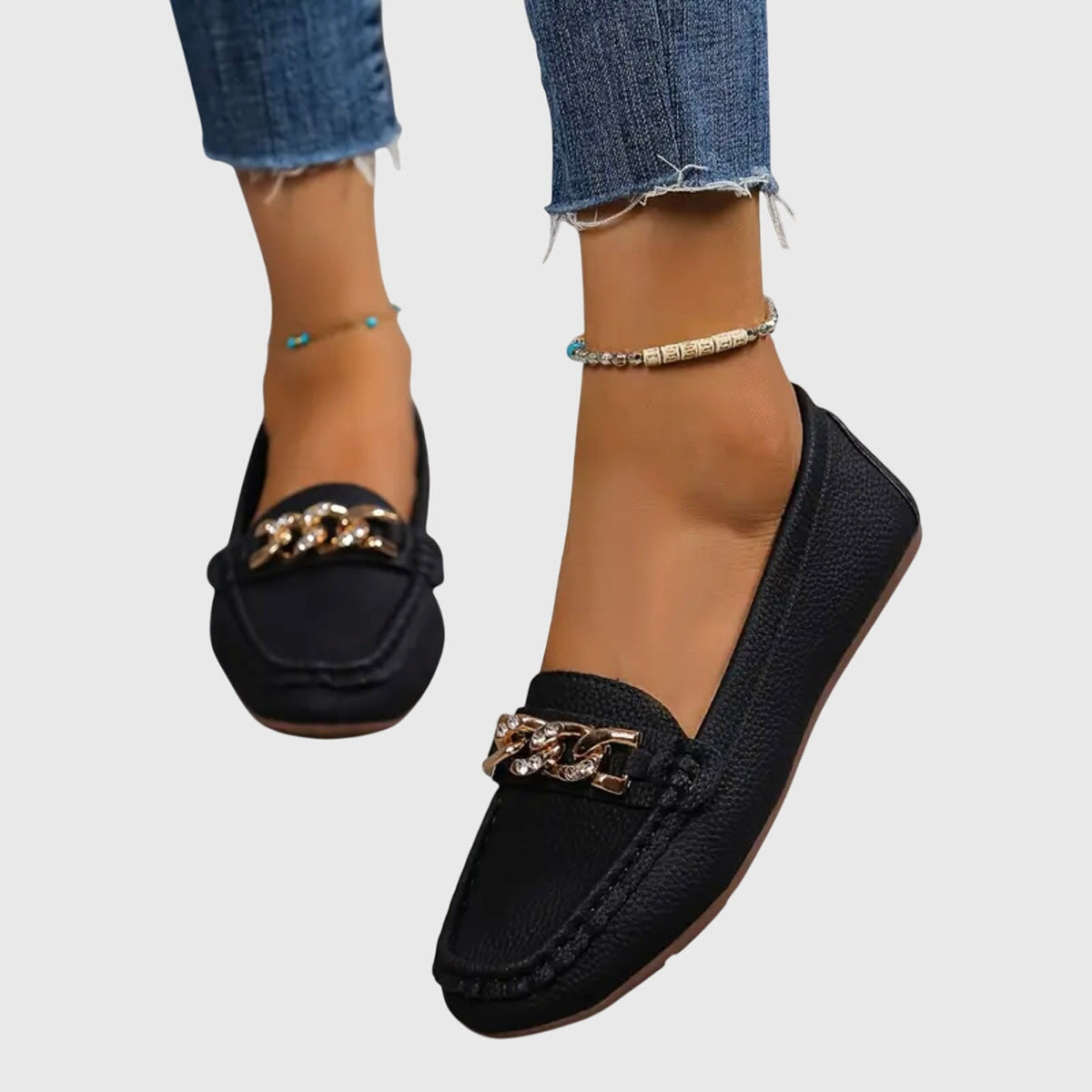 Eden - Flache Diamant-Schnalle Slipper