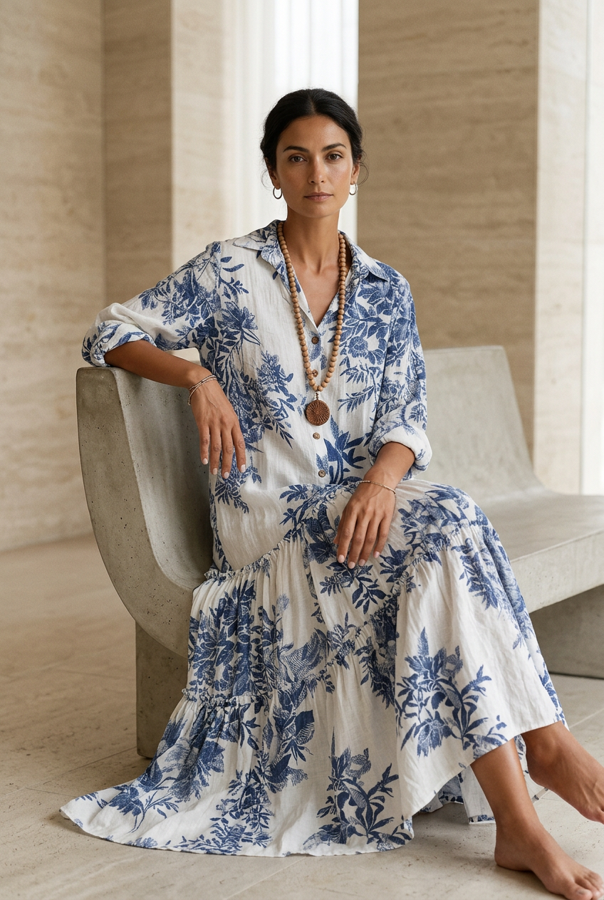 LIOBA | Boho-Maxikleid mit Blumenmuster