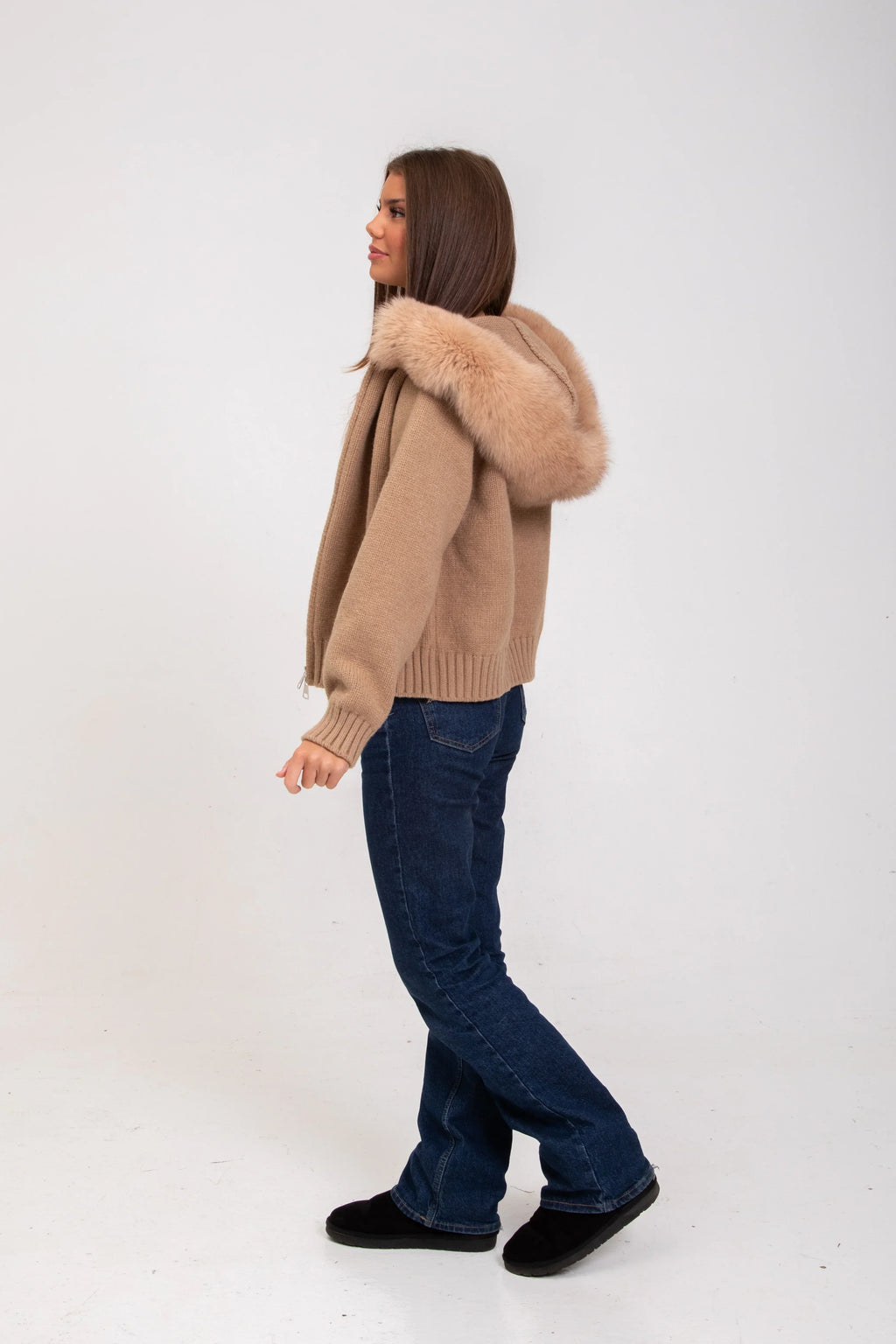 ADELE | Warme Strick-Felljacke