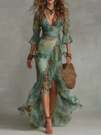 MALOU | Romantisches Wickel-Maxikleid mit Blumenmuster