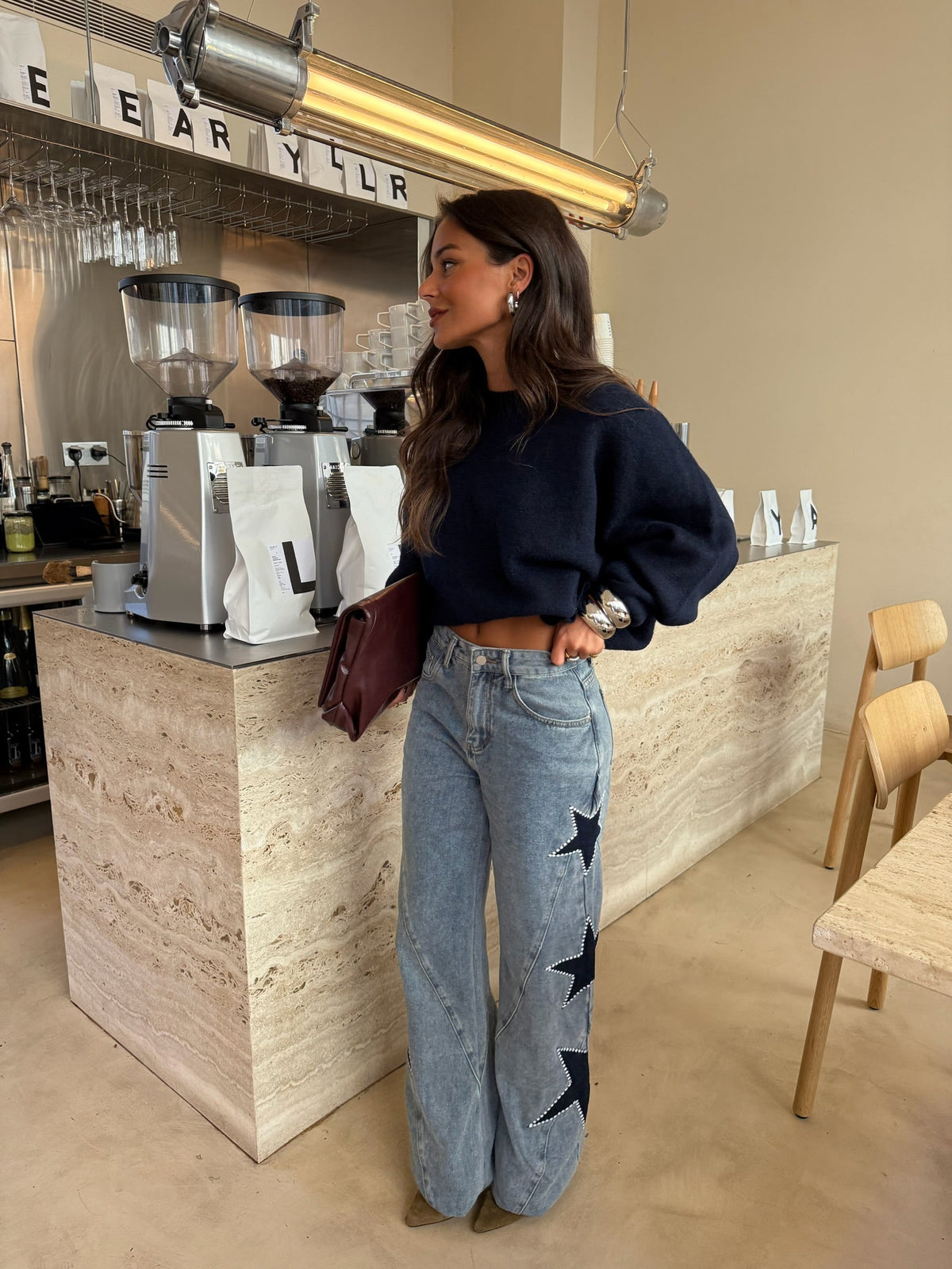 MEGAN | Wide-Leg-Jeans mit Sternen