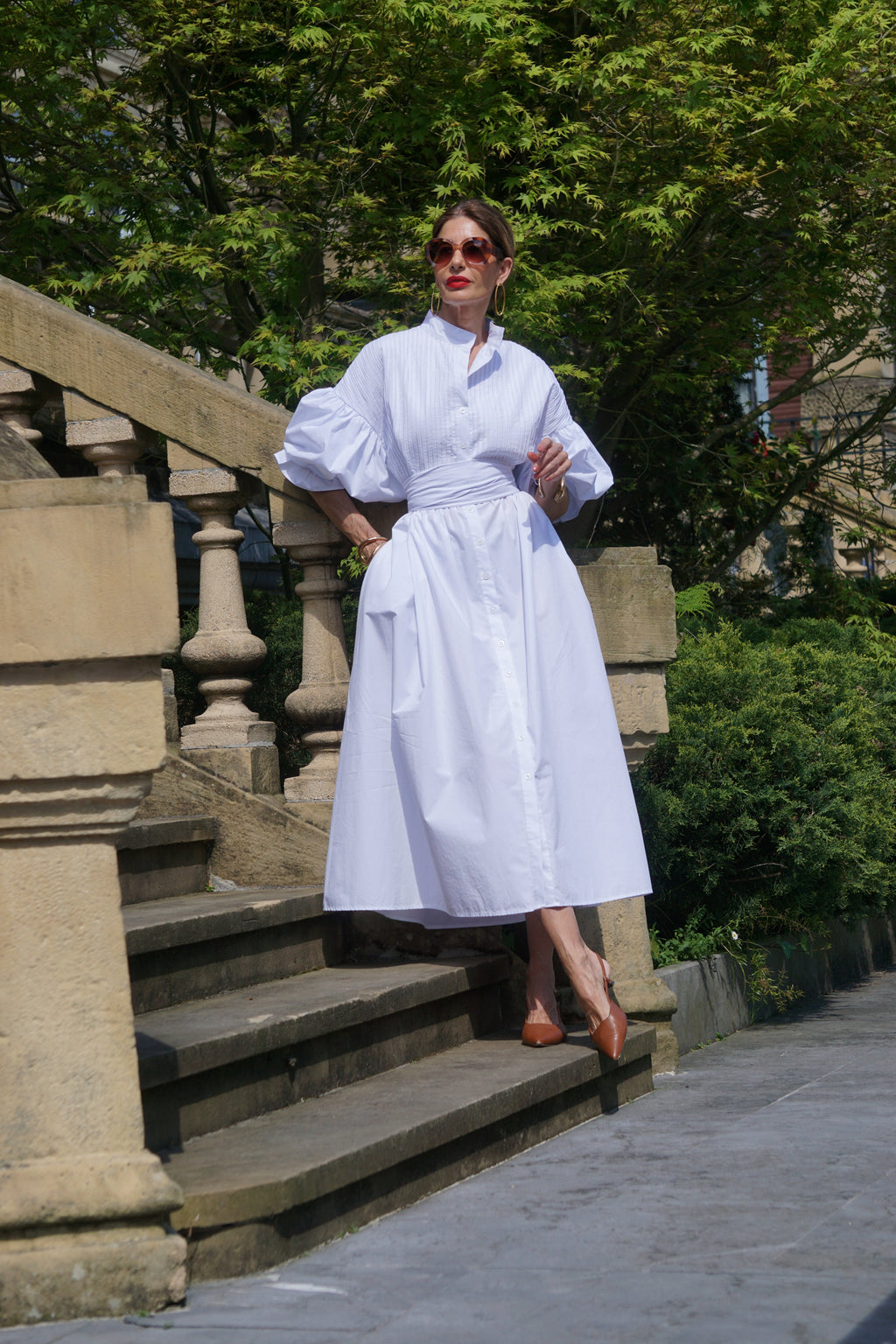 PHOEBE | Midi-Kleid mit Voluminösen Ärmeln