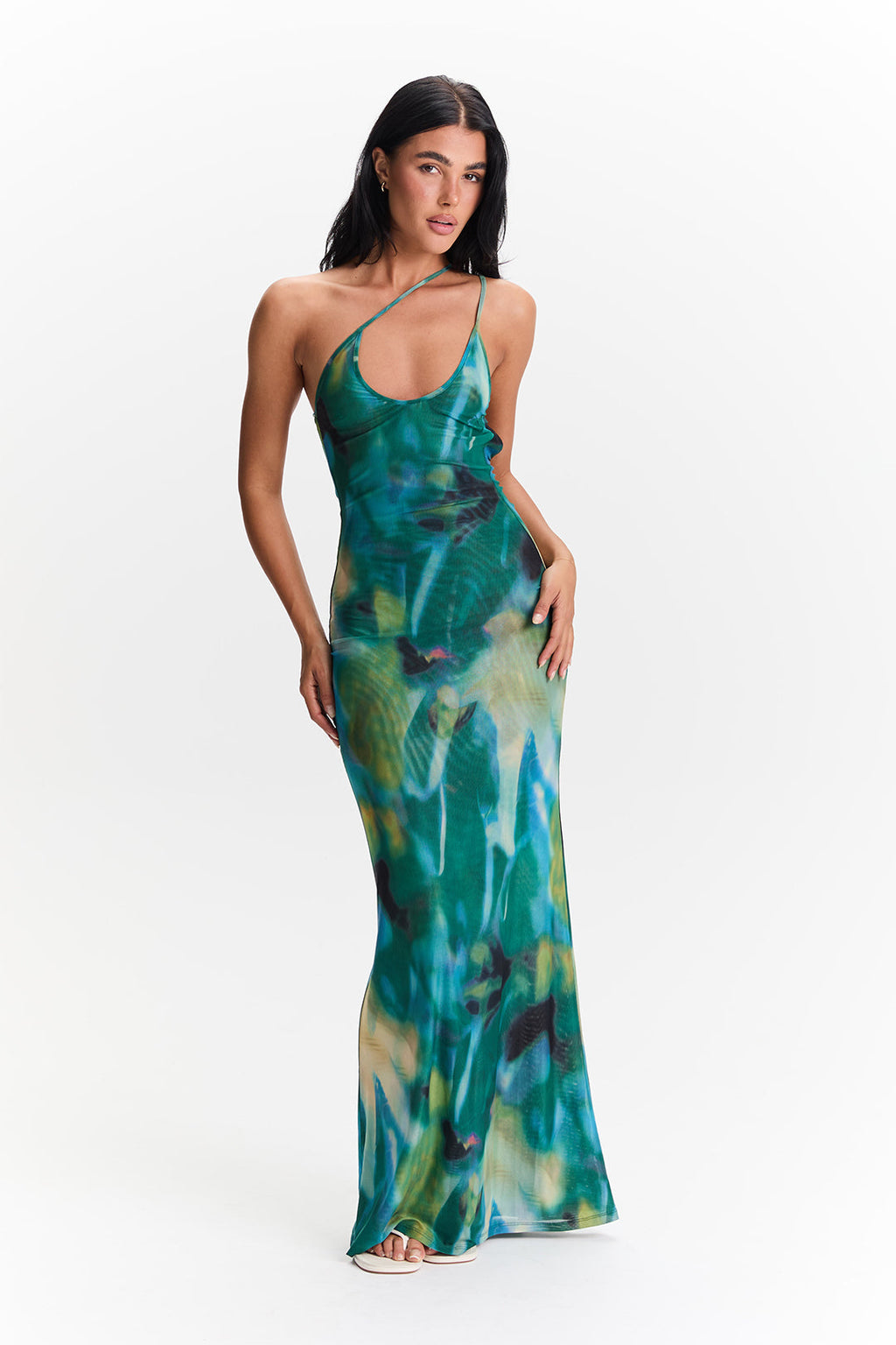 VERONIKA | Maxikleid mit Abstraktem Blumenmuster